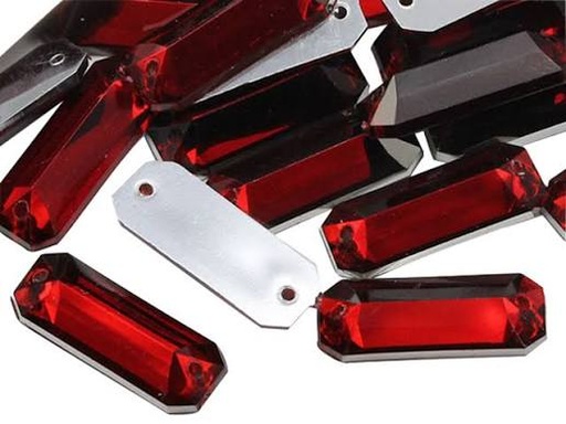 [10880] Gema acrílica rectangular 7x19mm rojo x 50 un.