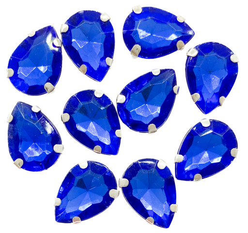 [10994] Gema engarzada gota azúl brillo 10x14mm x 10un.