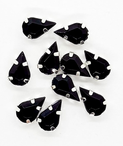[10993] Gema engarzada gota negro 6x10mm x 10un.