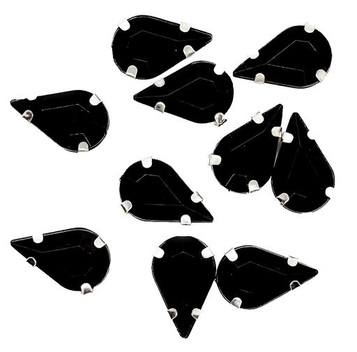 [11010] Gema engarzada gota negro 8x13mm x 10un.
