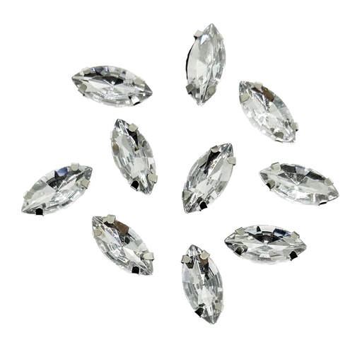 [10999] Gema engarzada plata navette brillo 7x15mm x 10un.