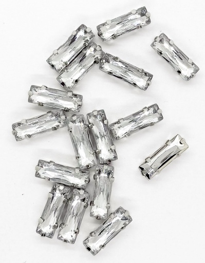 [11031] Gema engarzada rectangular plata 5x15mm x 50un.