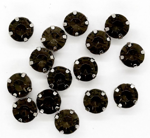 [12137] Gema engarzada redonda gris humo brillo 8mm x 25un.