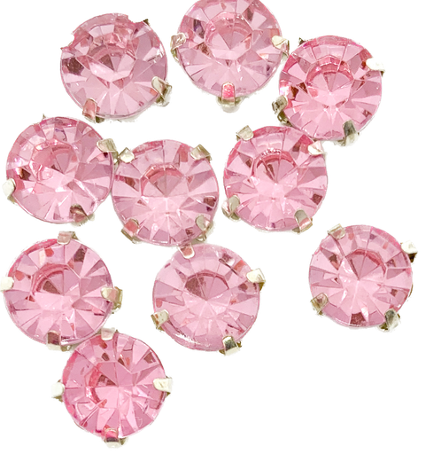 [12137] Gema engarzada redonda rosa brillo 8mm x 25un.