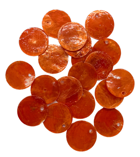 [11160] Lentejuela nacar plana naranja 15mm x 20un.