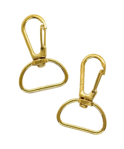 Mosquetón de llavero pase 20mm dorado x 2 un.