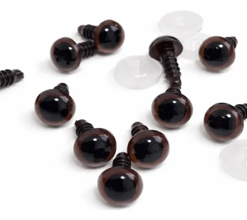 [12145] Ojos plásticos marrón con tarugo y seg. 8mm x 20 un.