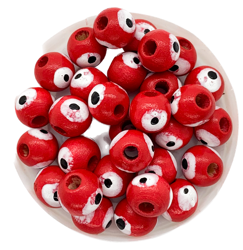 [11487] Ojos turcos madera rojo 10mm x 10un.