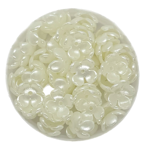 [10439] Perla de río plástica flor calota 10mm #01 x 10gr.