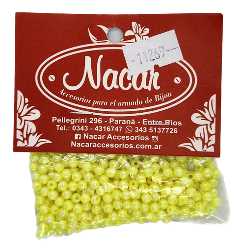 [11269] Perla plástica tornasol 4 mm #58 amarillo opaco x 10gr
