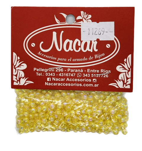 Perla plástica tornasol 4mm #31 amarillo