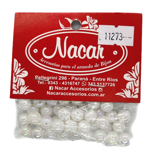 Perla plástica tornasol 8 mm #78 blanco