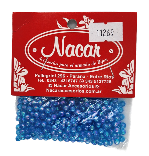 Perla plástica tornasol 4 mm #26 celeste
