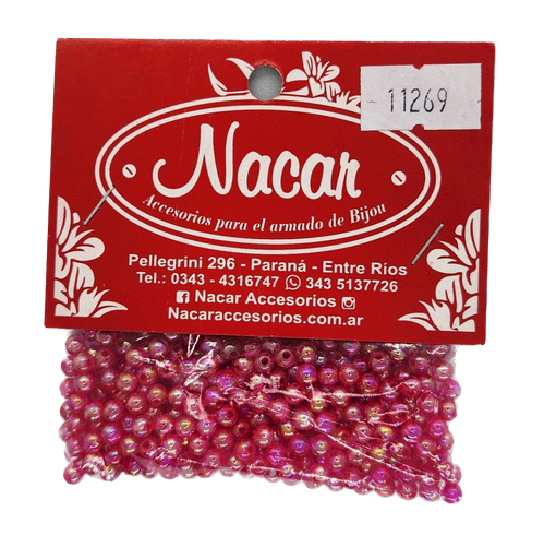 Perla plástica tornasol 4mm #28 fucsia