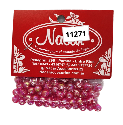 Perla plástica tornasol 6mm #28 fucsia