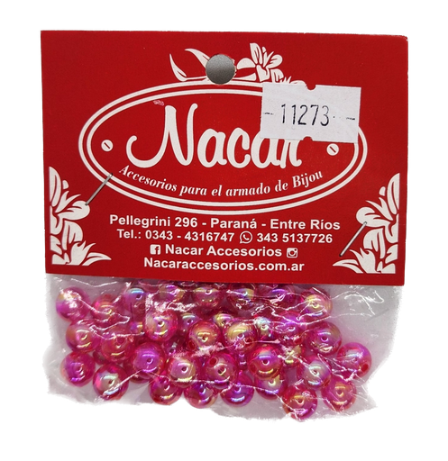 Perla plástica tornasol 8mm #28 fucsia