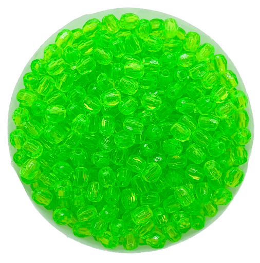 [10203] Perla plást. hexagonal verde flúor 4mm x 10gr.