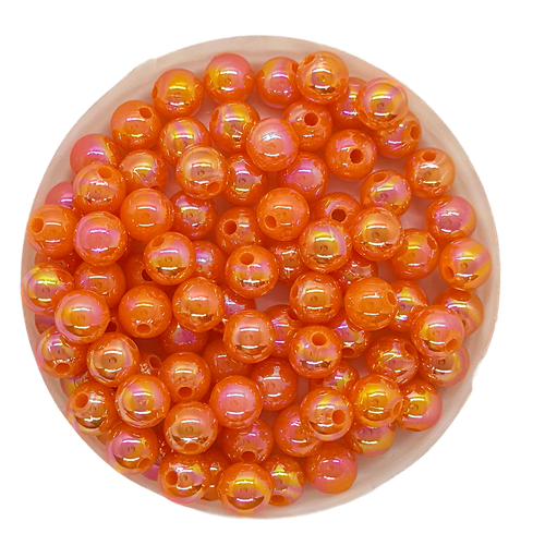 Perla plástica tornasol 6 mm #73 naranja opaco