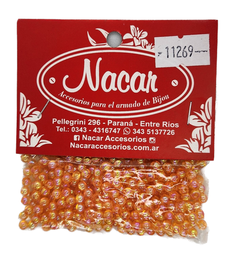 [11269] Perla plástica tornasol 4mm #7 naranja x 10gr
