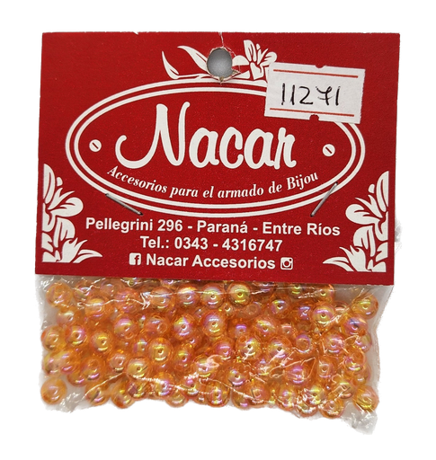 Perla plástica tornasol 6mm #7 naranja