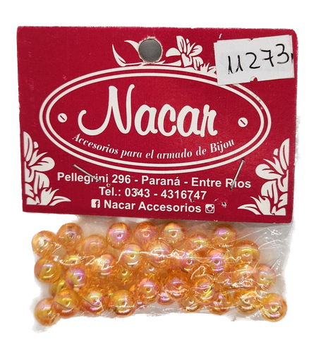 Perla plástica tornasol 8mm #7 naranja