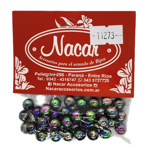 Perla plástica tornasol 8mm #45 negro