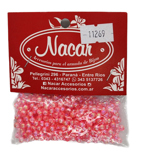 Perla plástica tornasol 4 mm #2 rosa x 10gr