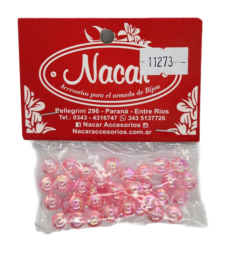 Perla plástica tornasol 8mm #2 rosa 