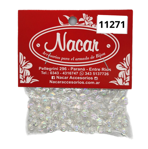 Perla plástica tornasol 6 mm #22 transparente