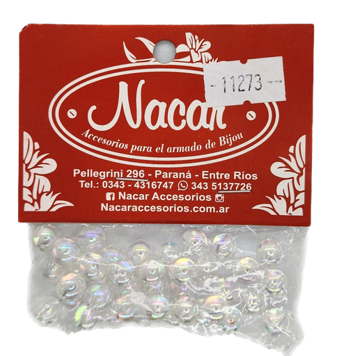 Perla plástica tornasol 8 mm #22 transparente