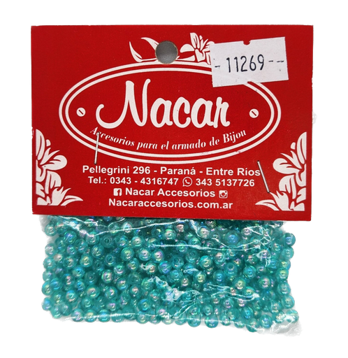 Perla plástica tornasol 4 mm #11 turquesa