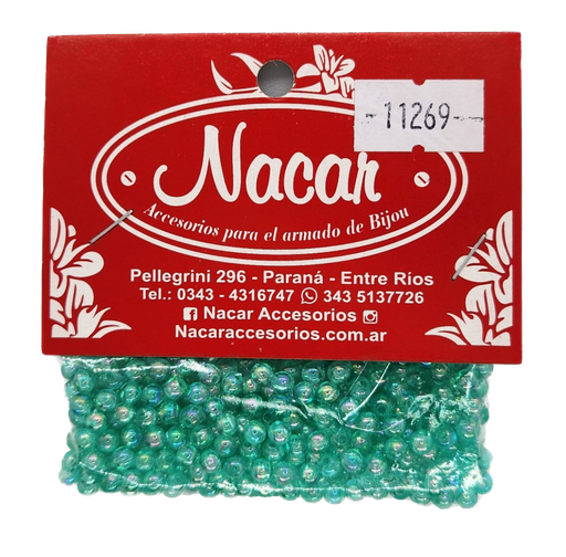 Perla plástica tornasol 4mm #37 verde agua