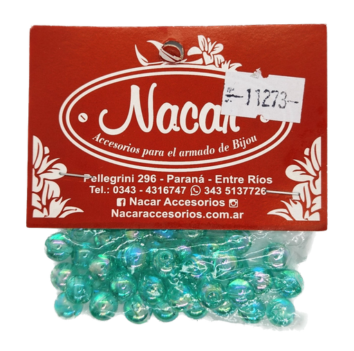 Perla plástica tornasol 8mm #37 verde agua