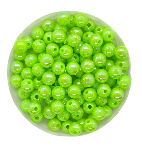 Perla plástica tornasol 6mm #47 verde manzana opaco