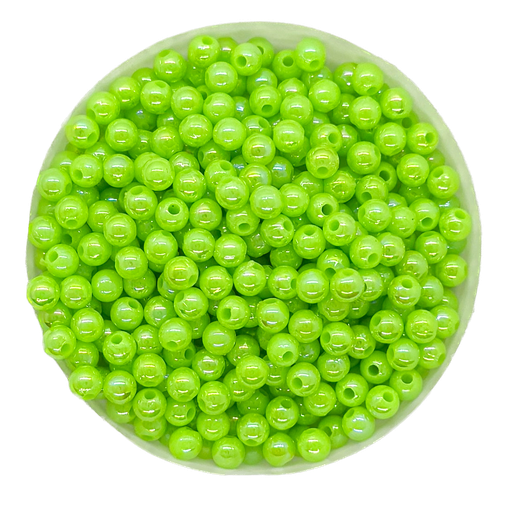 [11269] Perla plástica tornasol 4 mm #47 verde manzana opaco x 10gr