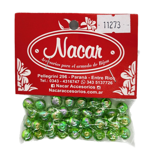 Perla plástica tornasol 8mm #3 verde manzana