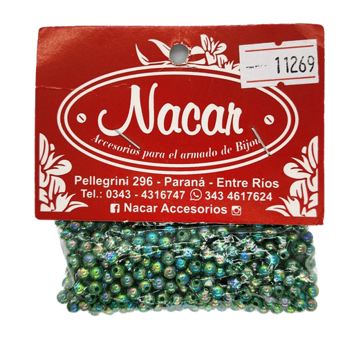 [11269] Perla plástica tornasol 4mm #54 verde oscuro opaco x 10gr