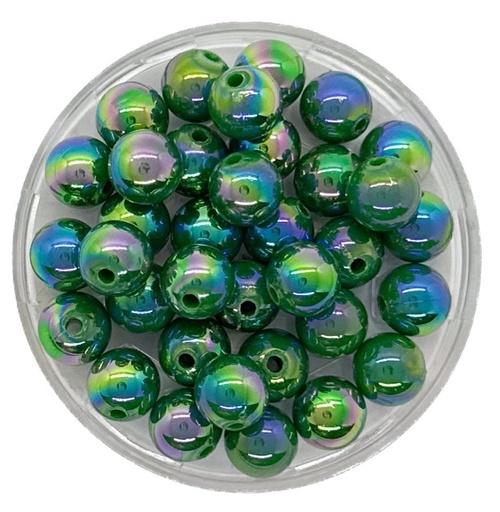 Perla plástica tornasol 8mm #54 verde oscuro opaco