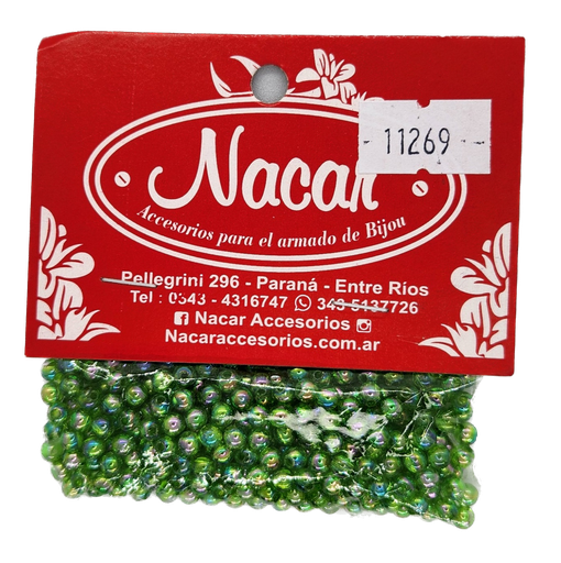 [11269] Perla plástica tornasol 4mm #18 verde x 10gr