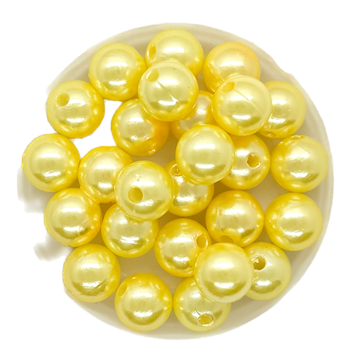 [11300] Perla plástica perlada amarillo claro 10mm x 20g