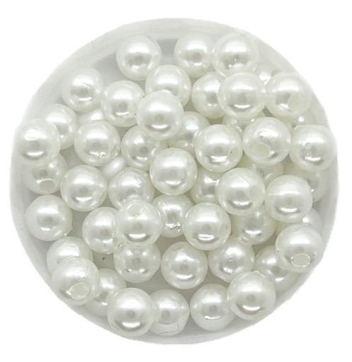 [11742] Perla plástica perlada blanca 8mm x 10g