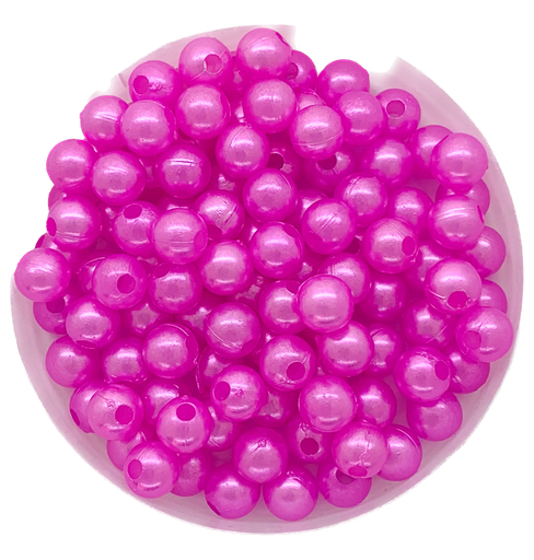 [11741] Perla plástica perlada fucsia 6mm x 10g
