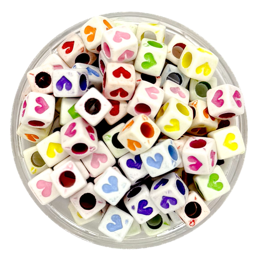 [11040] Plástico infantil labrado corazón cubo 6x6mm x 10gr.