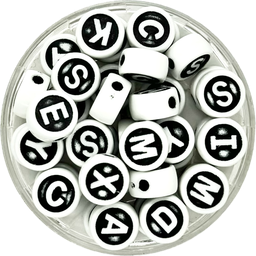 [12100] Plástico letras c/relieve b/n 10mm x 10grs.