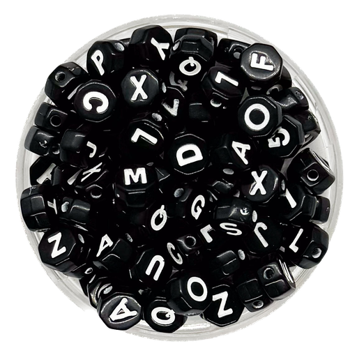 [12100] Plástico letras octogonal 7mm n/b x 10grs.