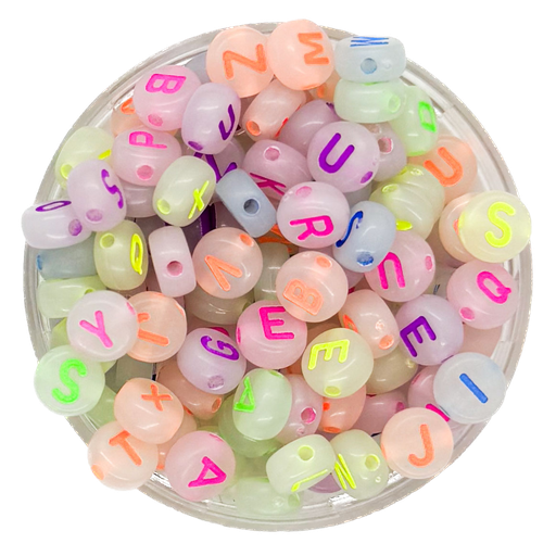 [11682] Plástico letras plana 7mm flúor multi x 10grs.