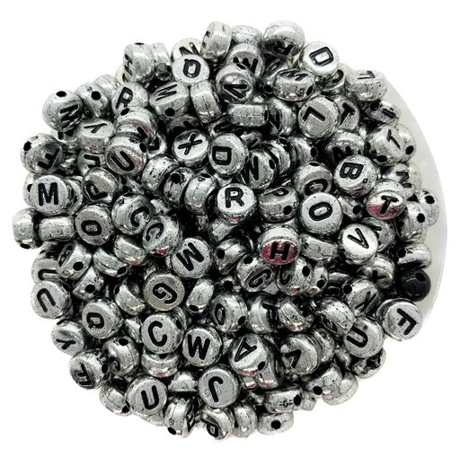 [11682] Plástico letras planas 7mm plateadas x 10grs.
