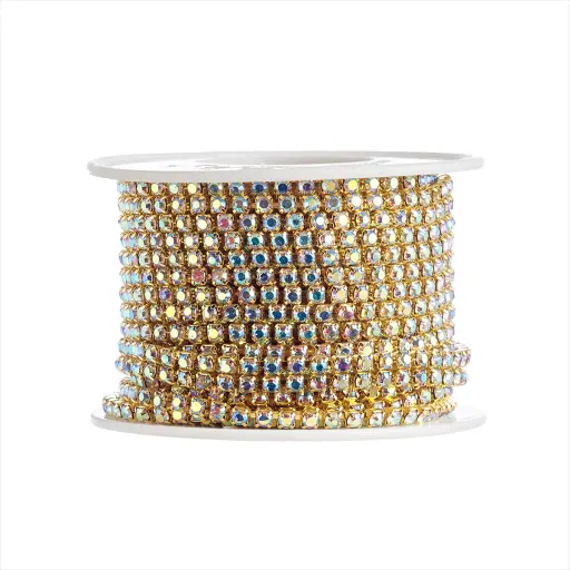 [11452] Strass cristal SS12 base oro #tornasol x 1mt.
