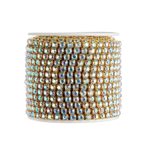 [11467] Strass cristal SS18 base oro #tornasol x 1mt.