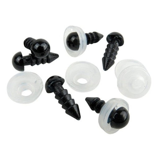 [12145] Ojos plásticos con tarugo y seguridad 6mm x 20un.